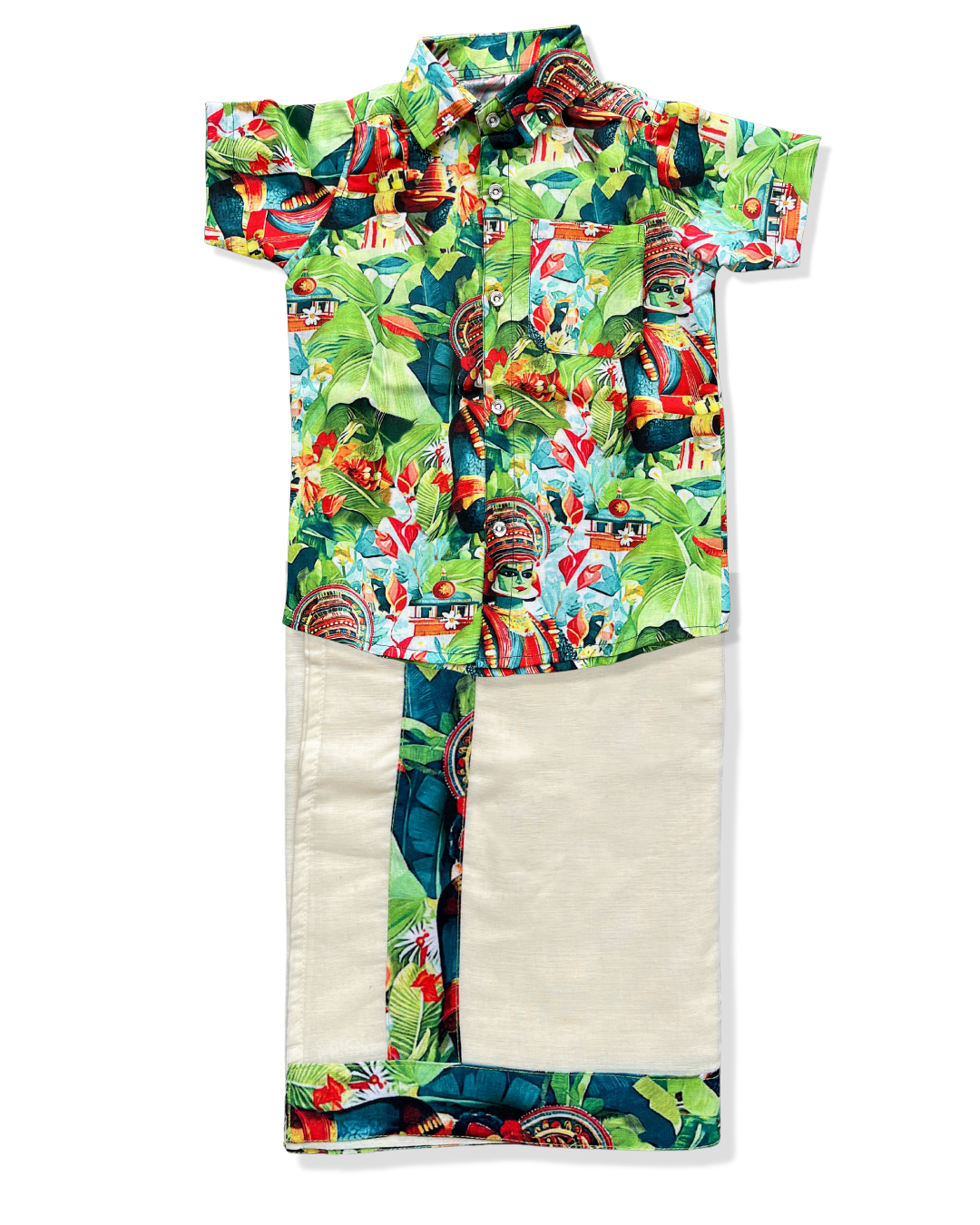 Kathakali Tropical Shirt & Mundu Set