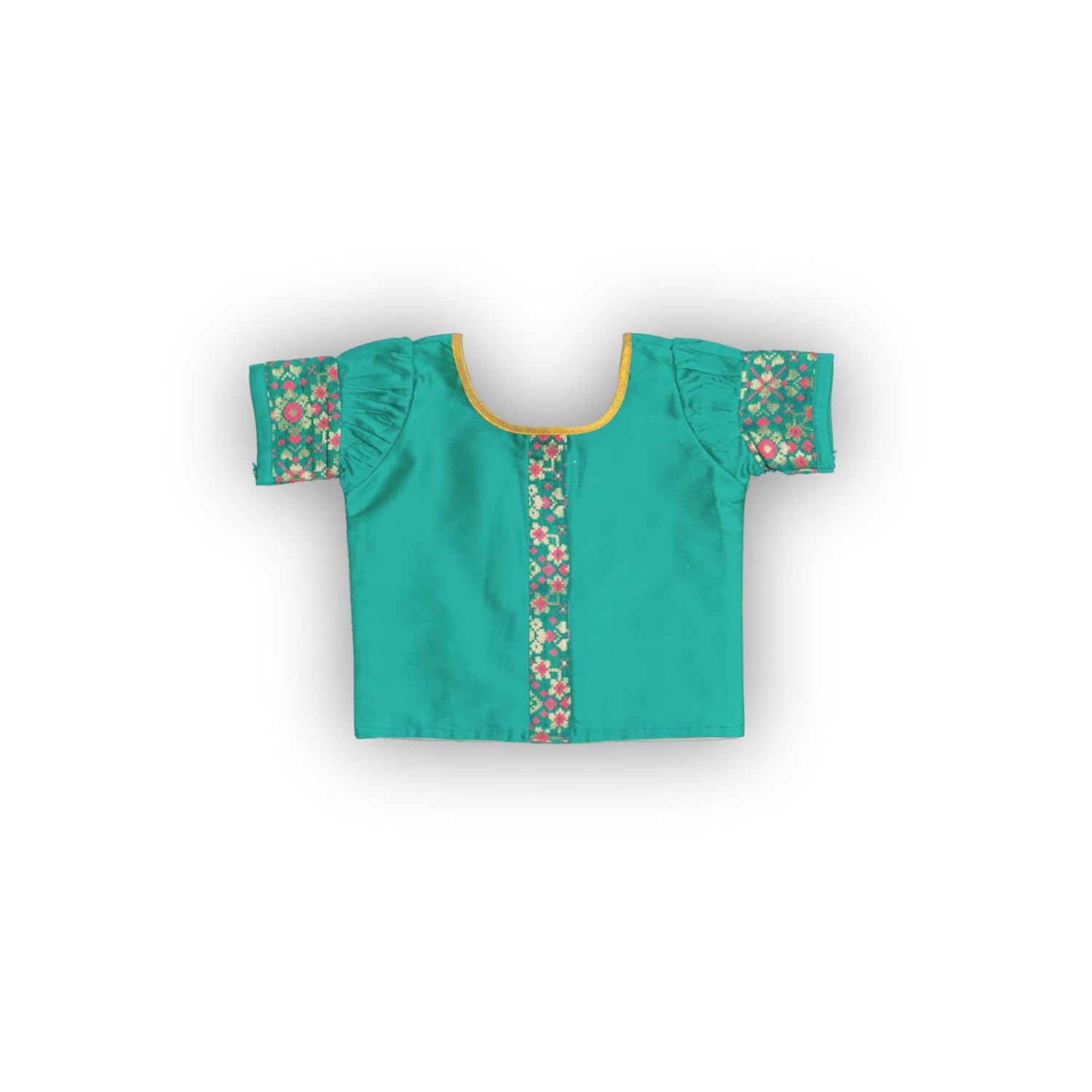 Skirt & Top Set for Girls: Traditional Onam Attire From NutsClothing | Peacock Green | Gold | Red | For Ages 6 Months to 7 Years