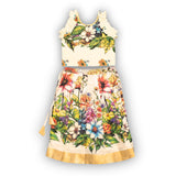 Skirt & Top Set for Girls: Traditional Onam Printed Attire From NutsClothing | Green | Red | For Ages 6 Months to 7 Years