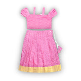 Skirt & Top Set for Girls: Traditional Onam Attire From NutsClothing | Rani Pink | Lavender | Green | Blue | For Ages 6 Months to 7 Years