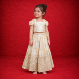 Cream Gold Sequin Embroidered Skirt Set
