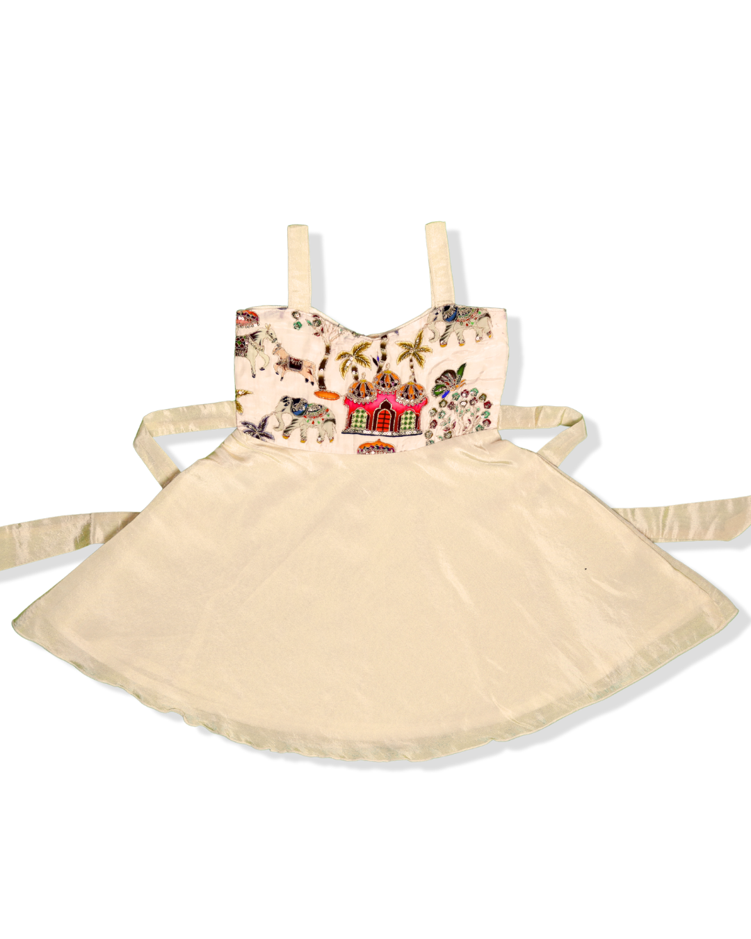 Cream Embroidered Sweetheart Frock