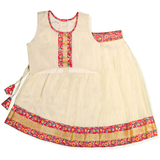 Cream Red Gold Trim Frock