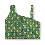 Green Gold Embroidered One-Shoulder Set