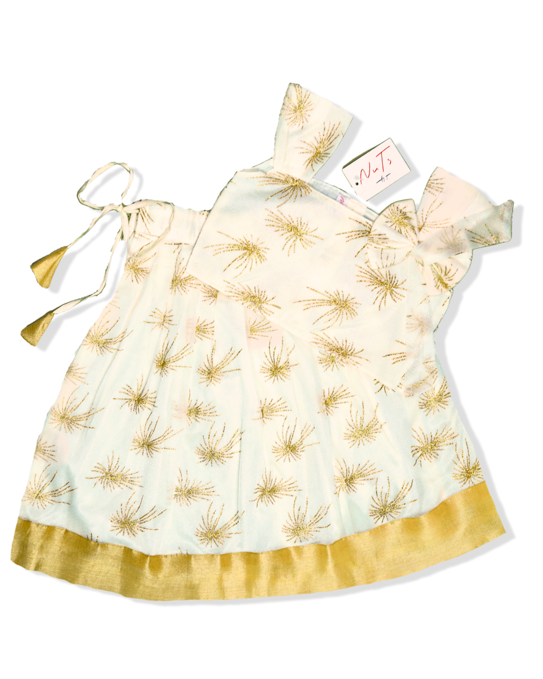 Ivory Gold Spark Print Frock