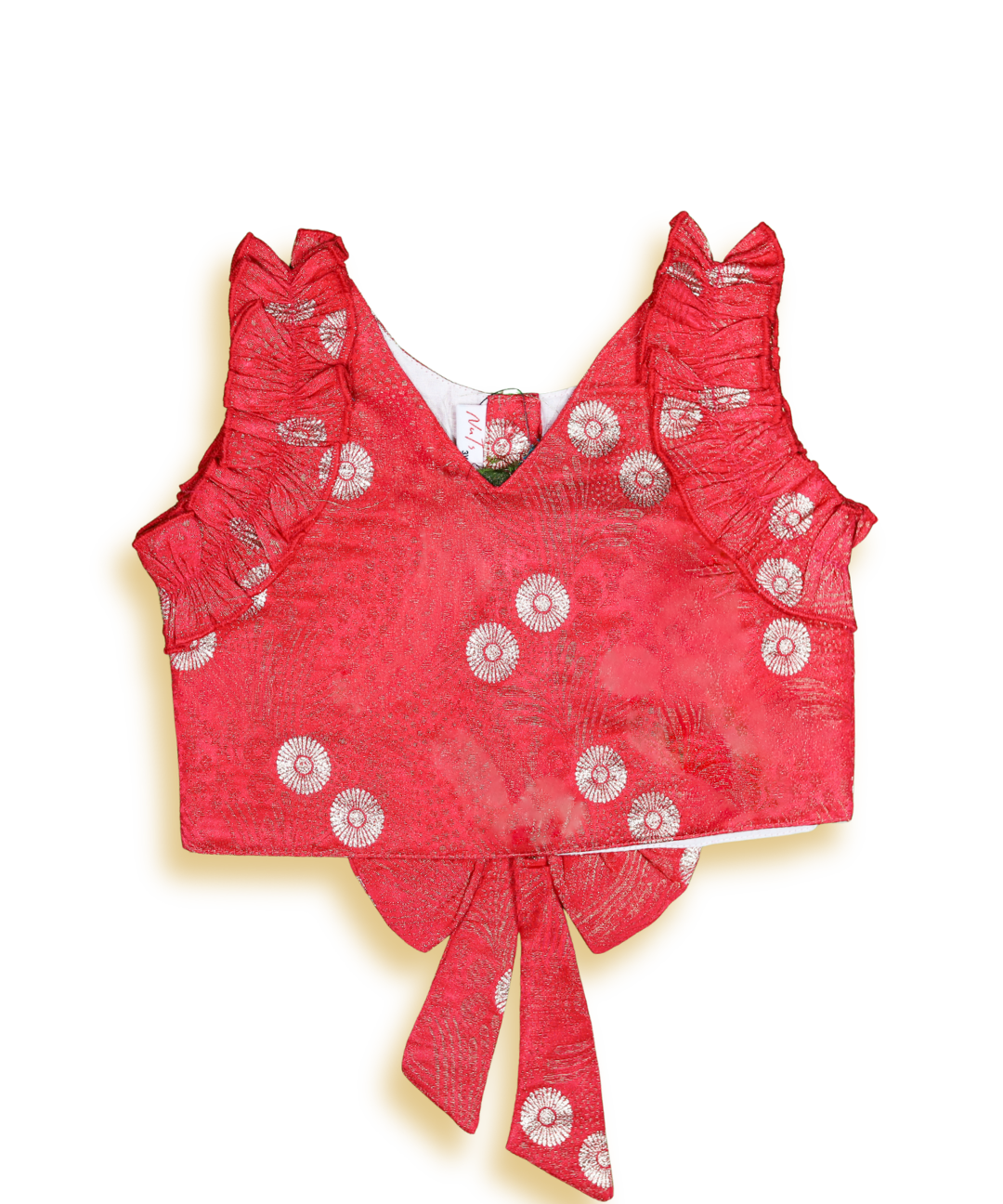 Mint Red Floral Ruffle Skirt Set