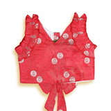 Mint Red Floral Ruffle Skirt Set