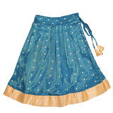 Teal Halter Neck Dotted Skirt Set