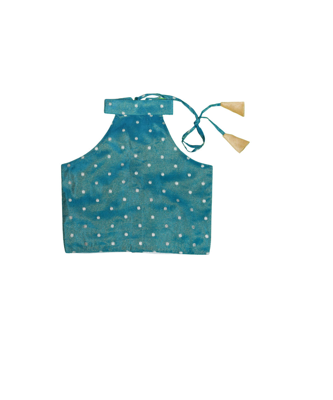 Teal Halter Neck Dotted Skirt Set